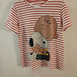 Striped Red and White Kids Shirt with Cartoon Print, Colombia T-shirt Women's